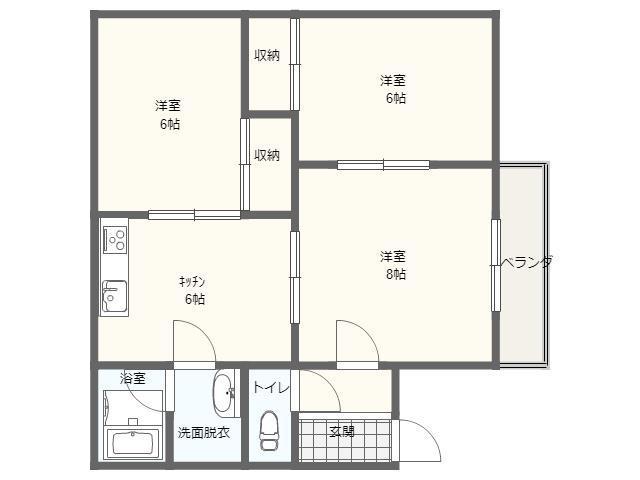 三番町ハイツ(3DK/1階)の間取り写真