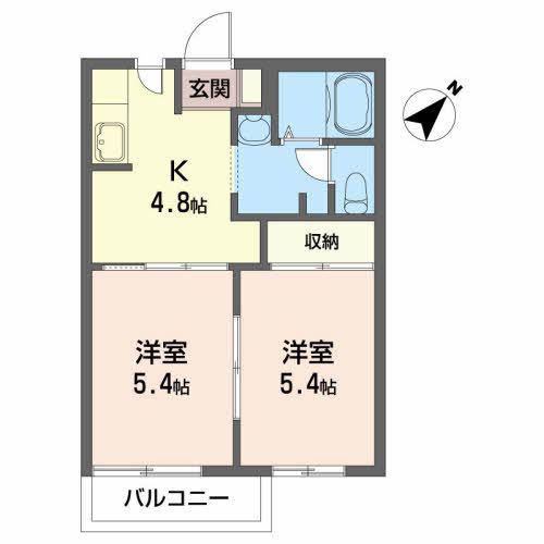 ディアスS(2K/2階)の間取り写真