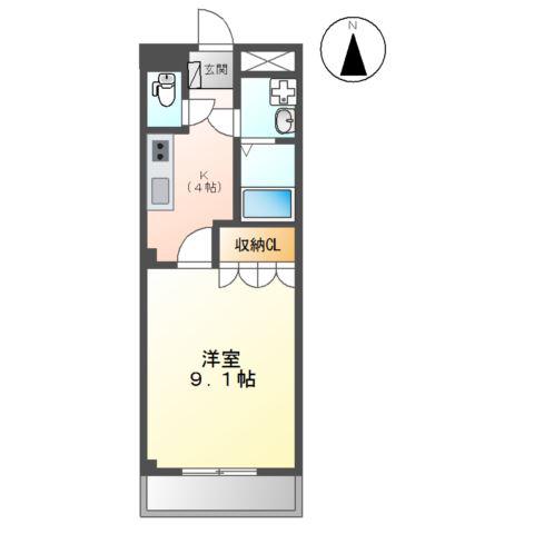 スクウェア 市之久田(1K/2階)の間取り写真
