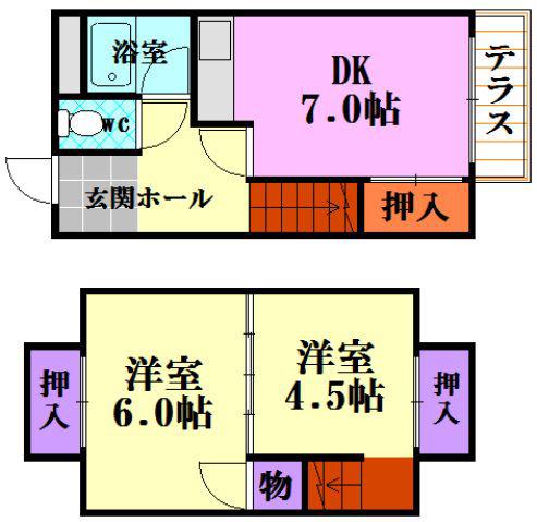 グリーンコート(2DK/1階)の間取り写真