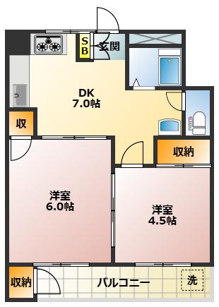 西池袋ハイツ(2DK/3階)の間取り写真