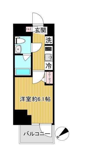 SHOKEN RESIDENCEお花茶屋(1K/14階)の間取り写真