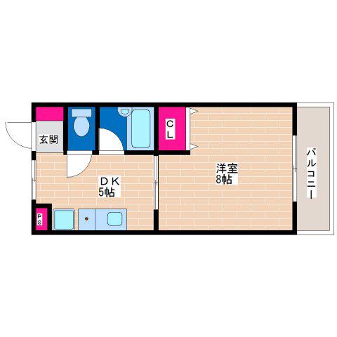 松下ハイツ(1DK/2階)の間取り写真