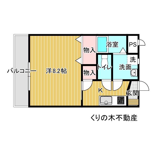 コーポ拝志(1DK/2階)の間取り写真