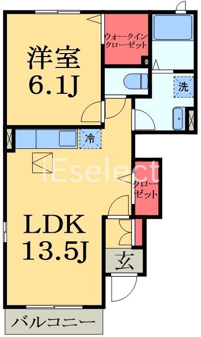 アルカンシェルI(1LDK/1階)の間取り写真