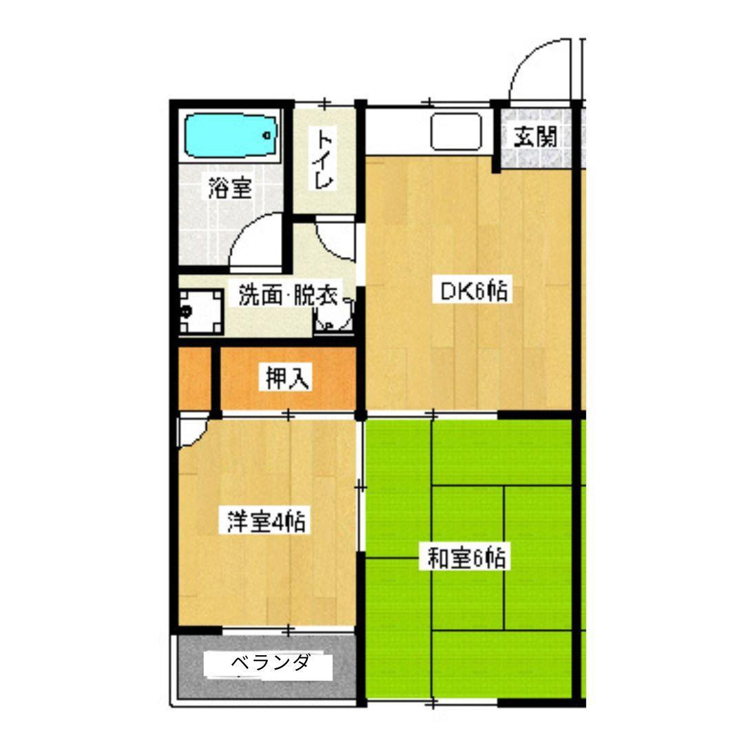 コーポ母里(2DK/1階)の間取り写真