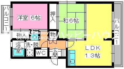 レジデンス宮原2(3DK/3階)の間取り写真