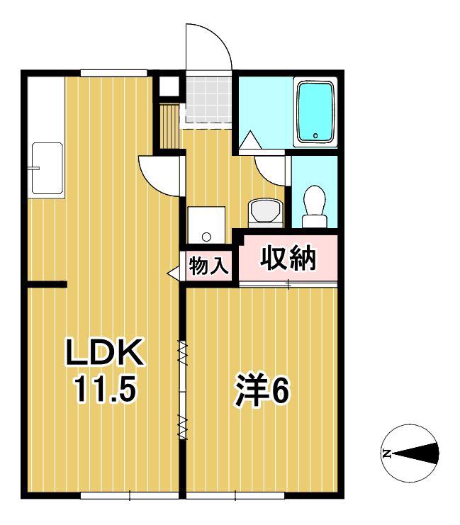 いとうハイツB(1LDK/1階)の間取り写真