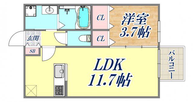 プティ・リヴィエール(1LDK/1階)の間取り写真