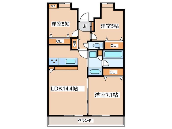 ライオンズステージ関内メダリオン(3LDK/8階)の間取り写真
