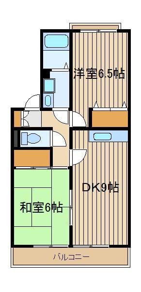 ベルデ咲(2DK/1階)の間取り写真