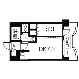 ビオス館(1DK/4階)の間取り写真