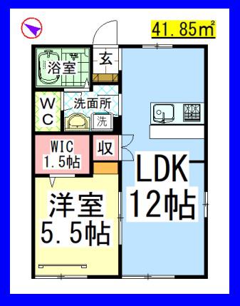 AF ベネッセ・オオクラA(1LDK/1階)の間取り写真