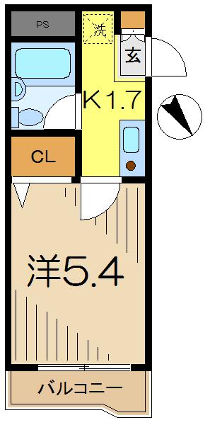 コパーズアプト港南ⅥパートⅡ(1K/3階)の間取り写真