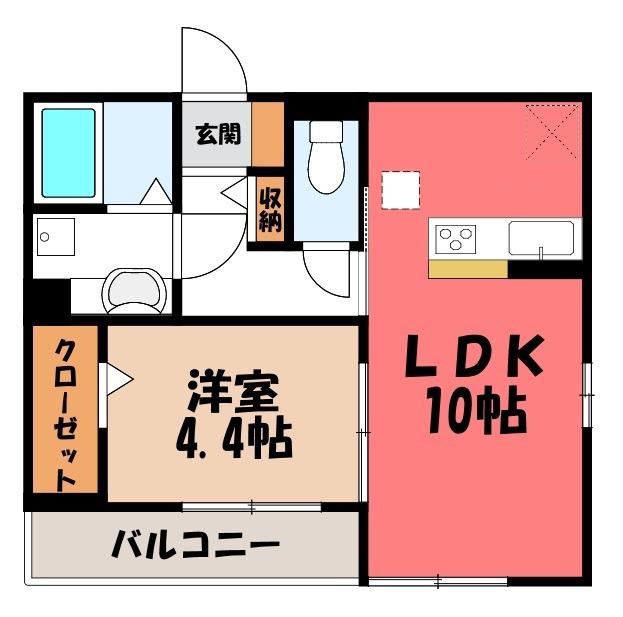 LA CHANCE和田町(1LDK/1階)の間取り写真