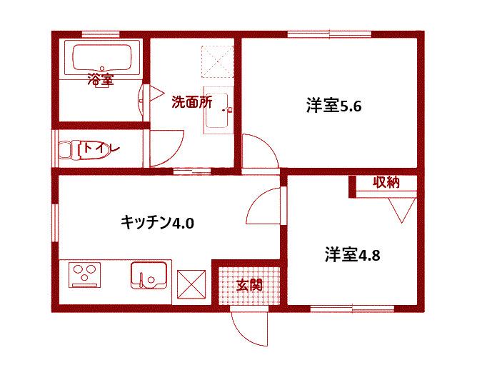 REI保土ヶ谷(2K/1階)の間取り写真