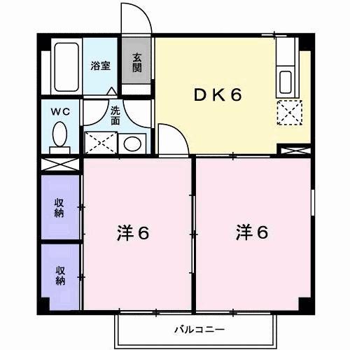 クレセント(2DK/1階)の間取り写真