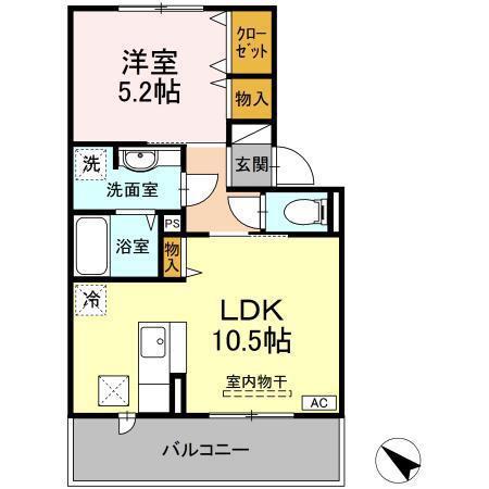 セジュール上之山II(1LDK/1階)の間取り写真