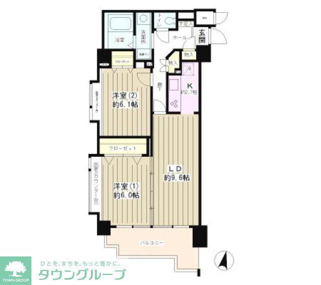 オーシャンプラザアネックス(2LDK/1階)の間取り写真