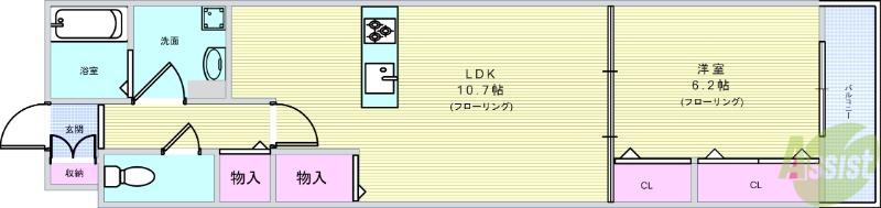 シャーメゾン ルシェル(1LDK/2階)の間取り写真