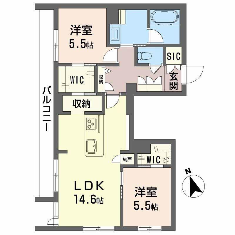 サンシャインSTN(2LDK/2階)の間取り写真
