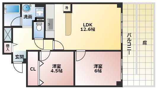 マイライフ鷹(2LDK/1階)の間取り写真