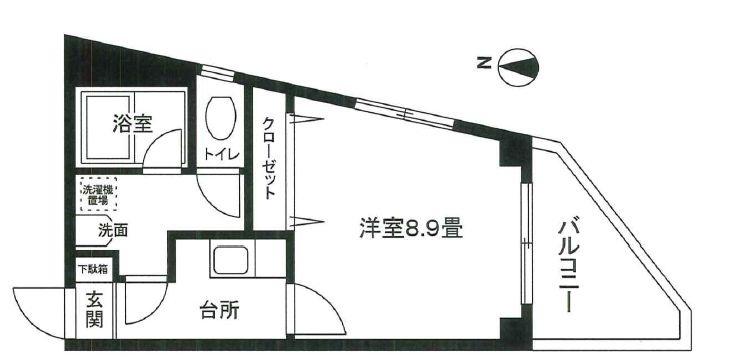 サウスコート永代(1K/3階)の間取り写真