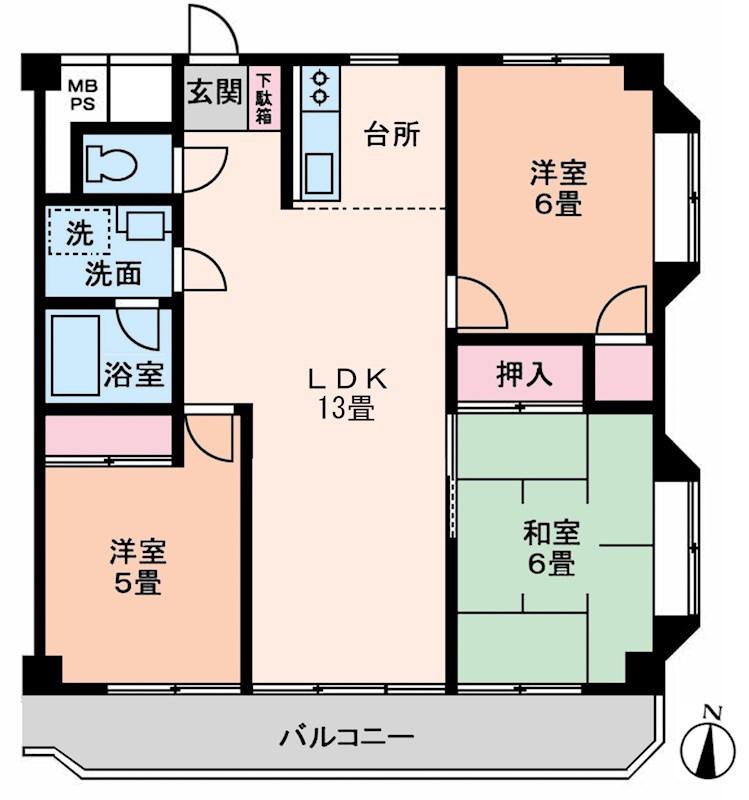 クレードルみた(3LDK/2階)の間取り写真