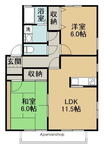 D・O・IつくばC棟(2LDK/2階)の間取り写真