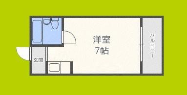 渡辺マンション(ワンルーム/1階)の間取り写真