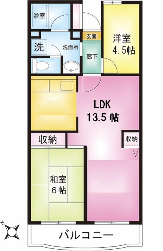 エステート梶ヶ谷(2LDK/2階)の間取り写真