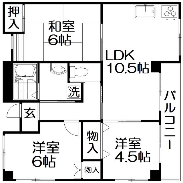 ビュースターOSHIMA(3LDK/3階)の間取り写真