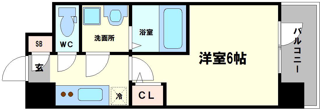 エスリード弁天町グランツ(1K/5階)の間取り写真