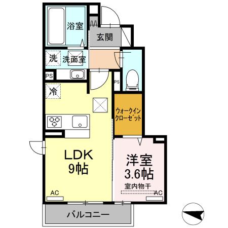 グランフォレMI(1LDK/1階)の間取り写真