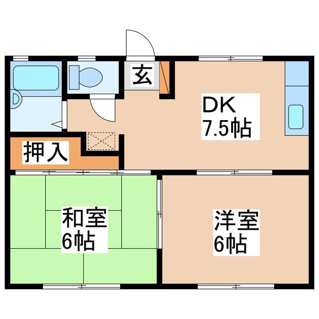 コーポホワイト(2DK/1階)の間取り写真