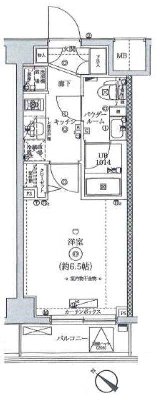 スクエアシティ横浜鶴見(1K/2階)の間取り写真