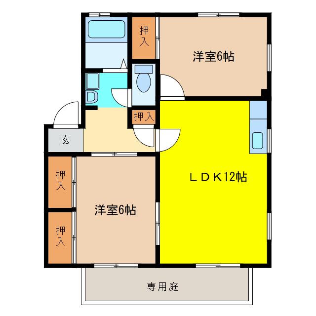 エクセル吉田II(2LDK/1階)の間取り写真