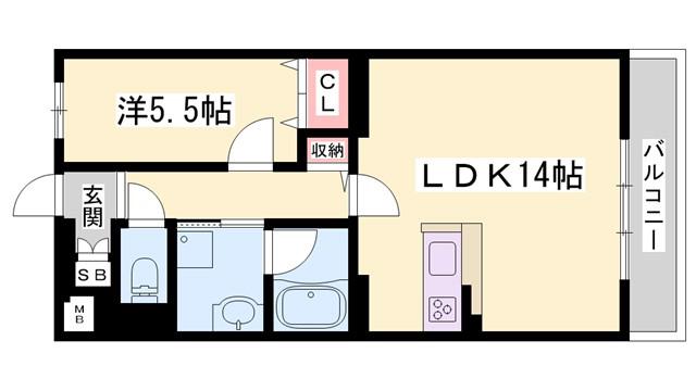 エスペーロ青山北(1LDK/3階)の間取り写真