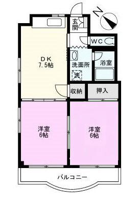 YCビル(2DK/4階)の間取り写真