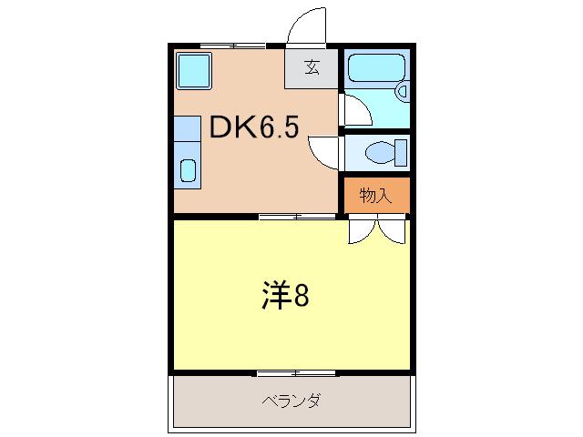 グリーンハイム(1DK/1階)の間取り写真