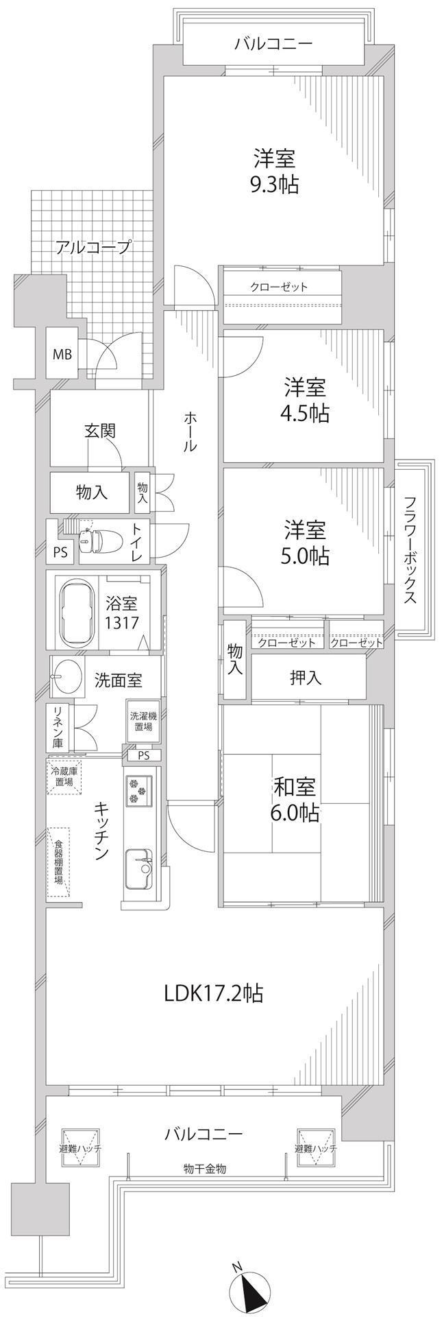 キャッスルコート飯田(4LDK/4階)の間取り写真