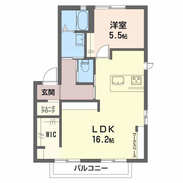 フラワーランド D棟(1LDK/2階)の間取り写真