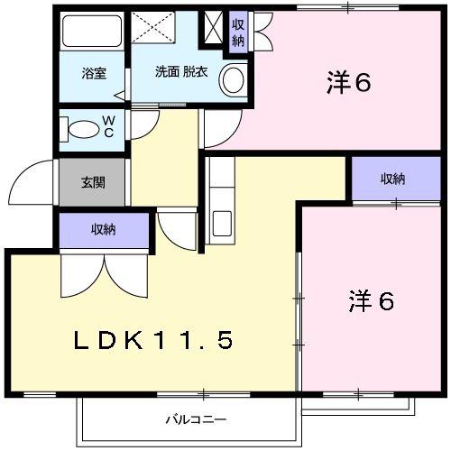 ベルコリーナケイ(2LDK/2階)の間取り写真