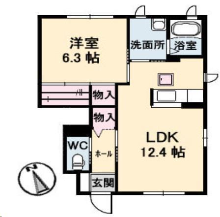 サンライズ丸山(1LDK/1階)の間取り写真