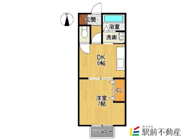 イーストハイツハラダ(1DK/1階)の間取り写真