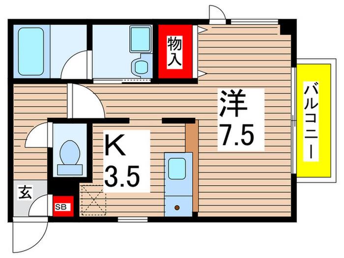 アルトポンテ(ワンルーム/2階)の間取り写真