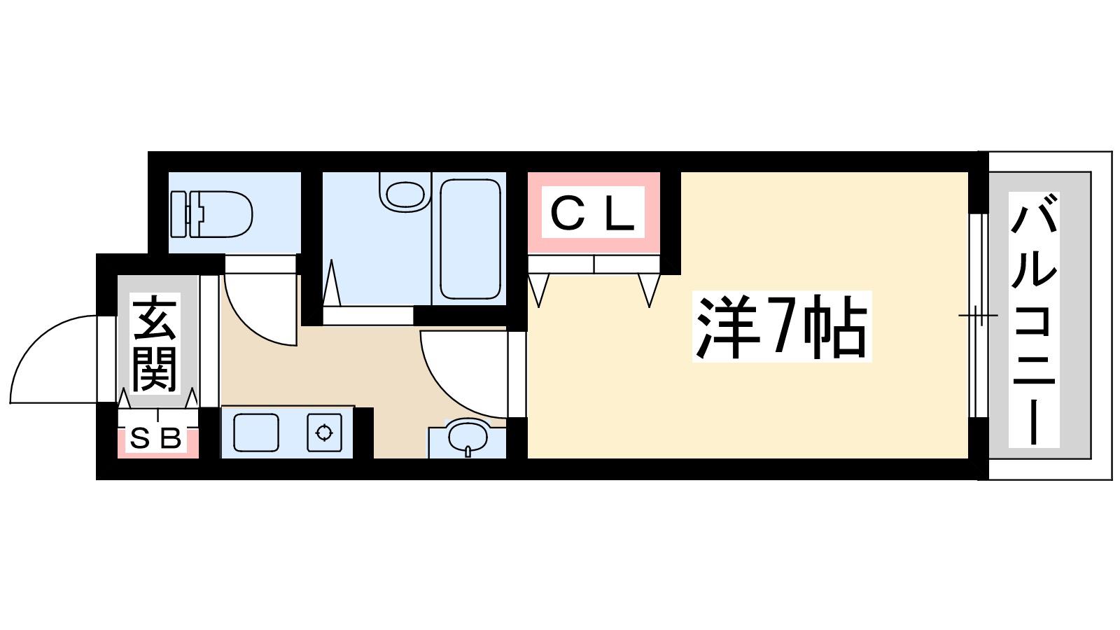 シャトレ豊津1(1K/1階)の間取り写真
