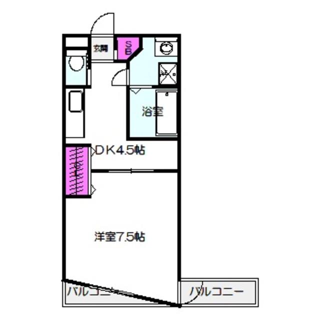 グランディール21(1DK/3階)の間取り写真