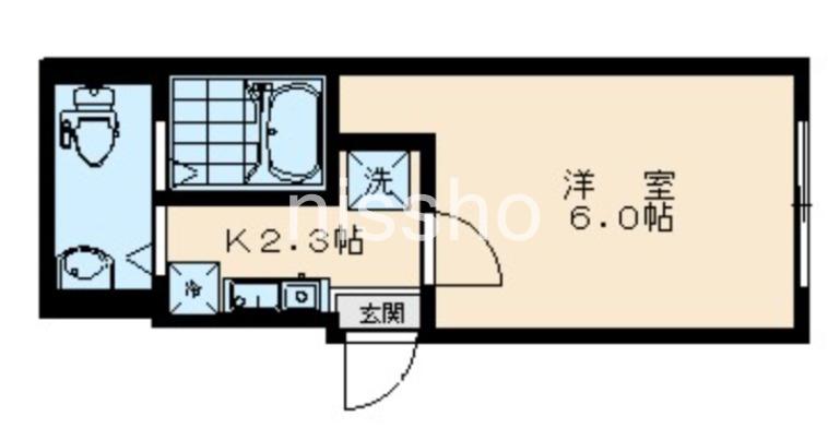 トリアス・アクシス府中本町(1K/2階)の間取り写真