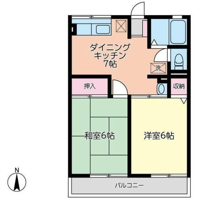第6天城ハイツ(2DK/2階)の間取り写真